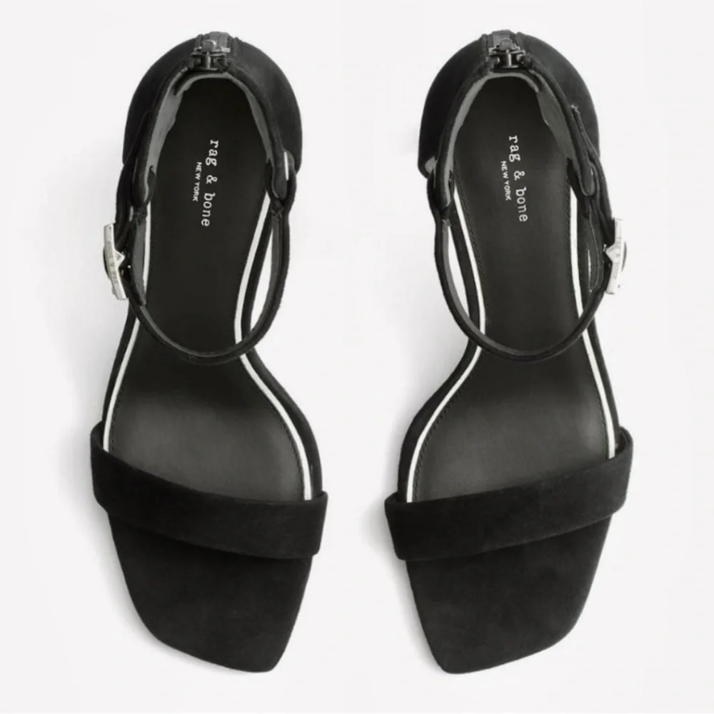 $395 NIB! RAG & BONE Black Suede Ellis Sandals Size 10 - Picture 4 of 7